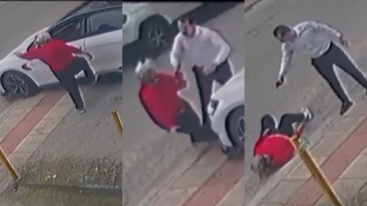 Imagens revelam que idosa chutou carro de luxo antes de ser empurrada por homem na Grande Florianópolis