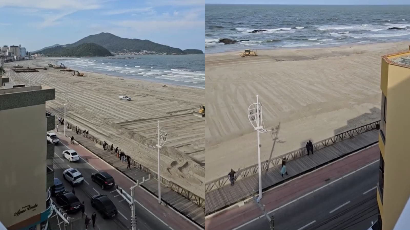 "Que alegria": morador celebra obra de alargamento em praia de SC e agradece equipe que virou a noite