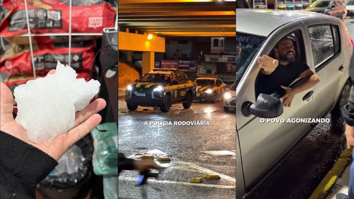 Motoristas com para-brisa quebrado pelo granizo teriam sido multados em blitz da PRF em Biguaçu