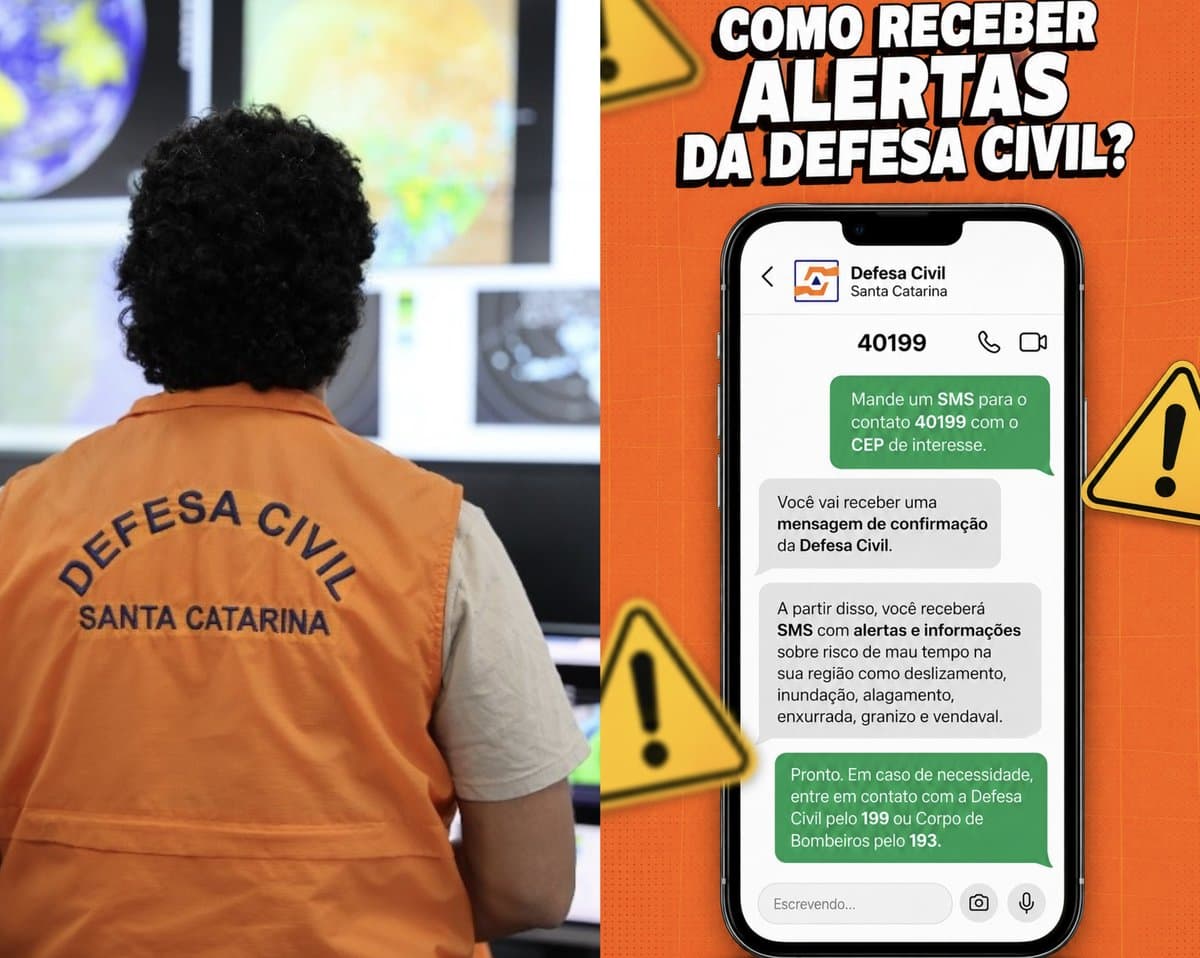 ATENÇÃO: Basta um SMS com o CEP para o 40199 e o alerta de temporal chega no seu celular em SC