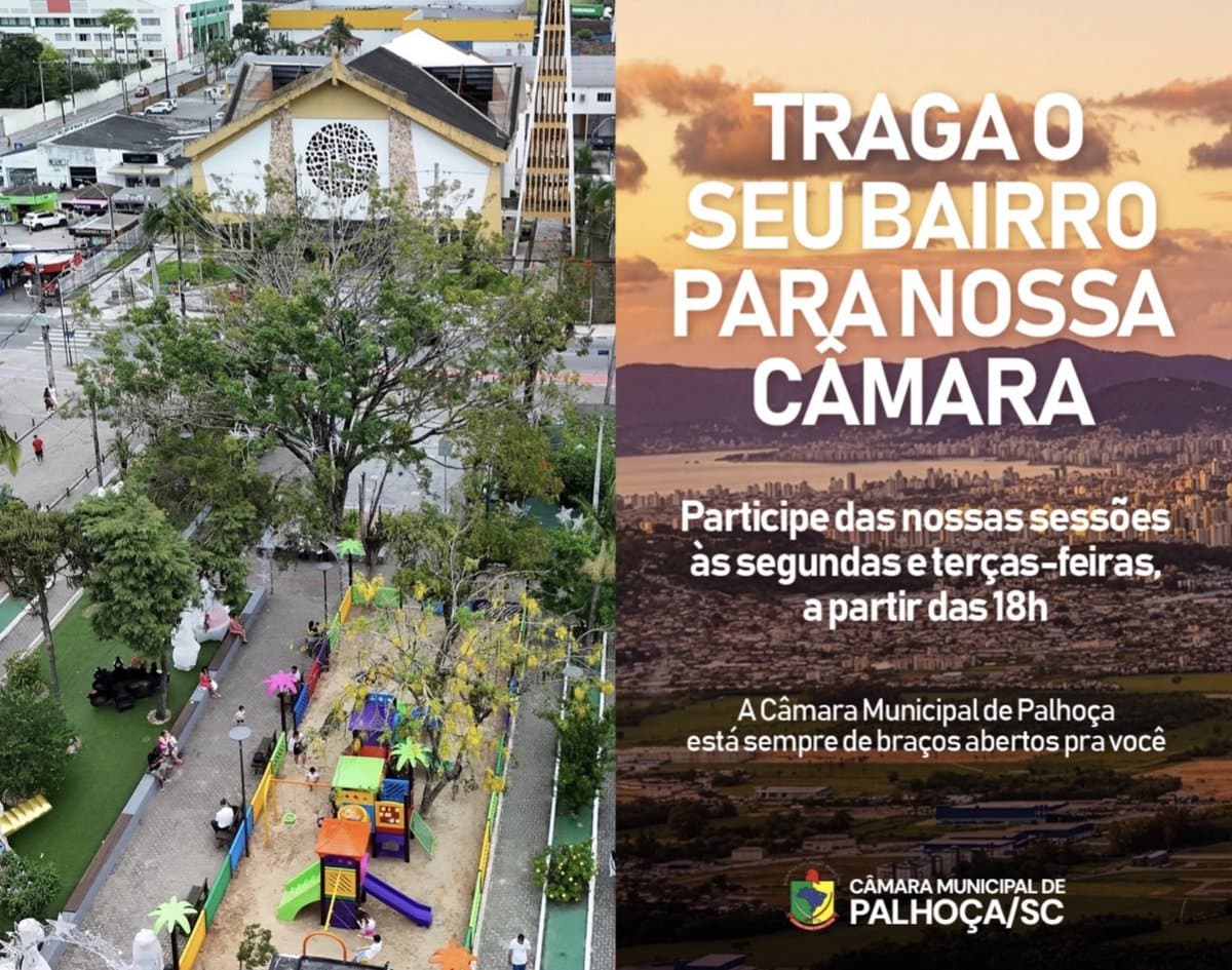 Traga o seu bairro para a Câmara: Palhoça convida moradores a ocupar o plenário nas sessões da semana