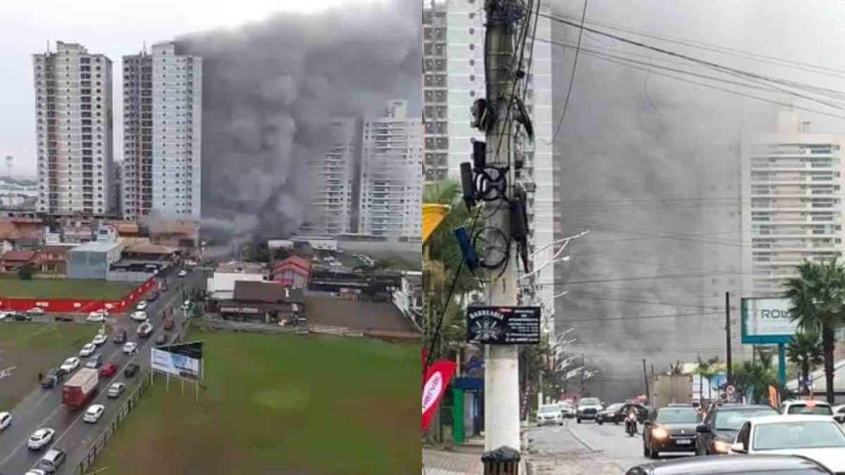 URGENTE: Fumaça toma conta de prédio e mobiliza várias viaturas dos bombeiros em Balneário Piçarras