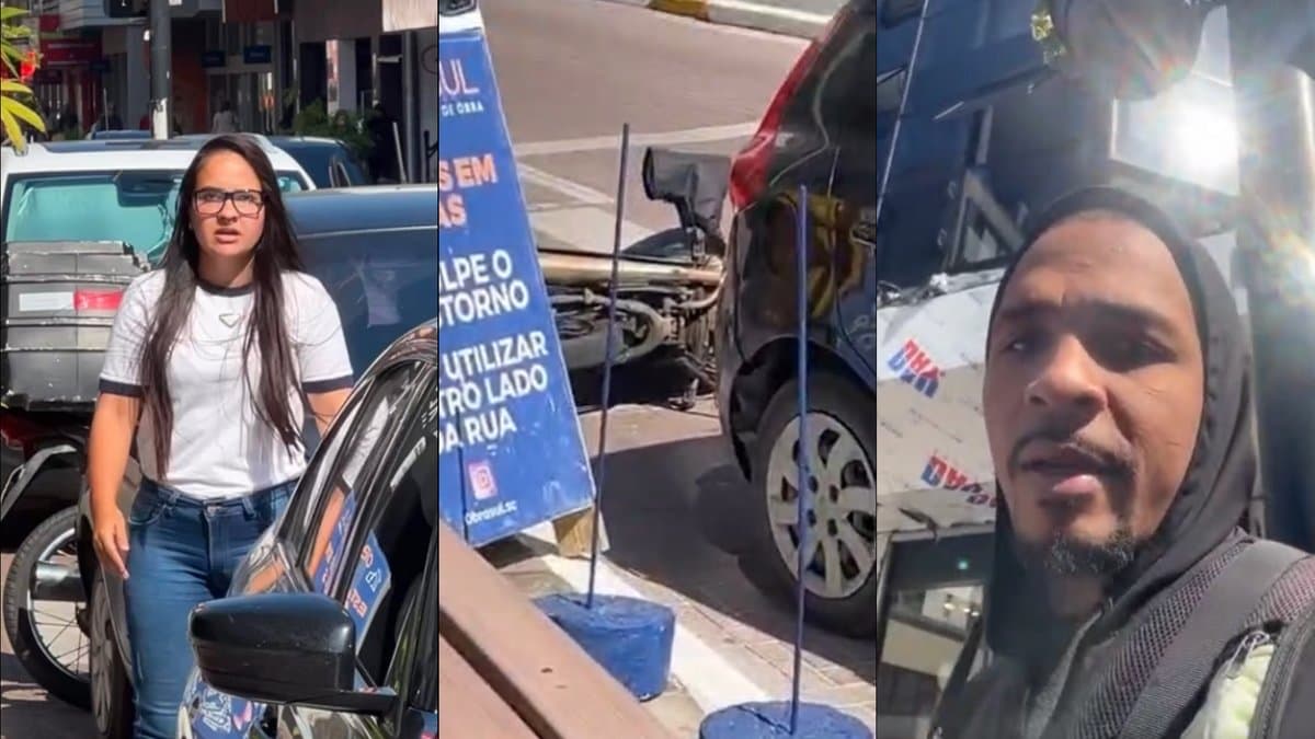 “Vai pagar estacionamento”, diz mulher antes de derrubar moto de trabalhador em Criciúma