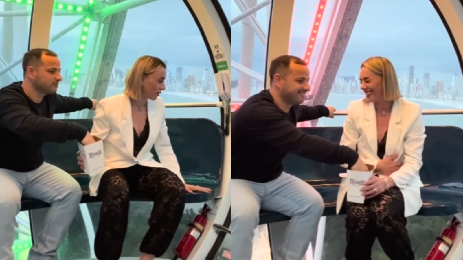 “Não se mexe, Patrícia”: casal viraliza ao passar “sufoco” divertido em roda-gigante de BC