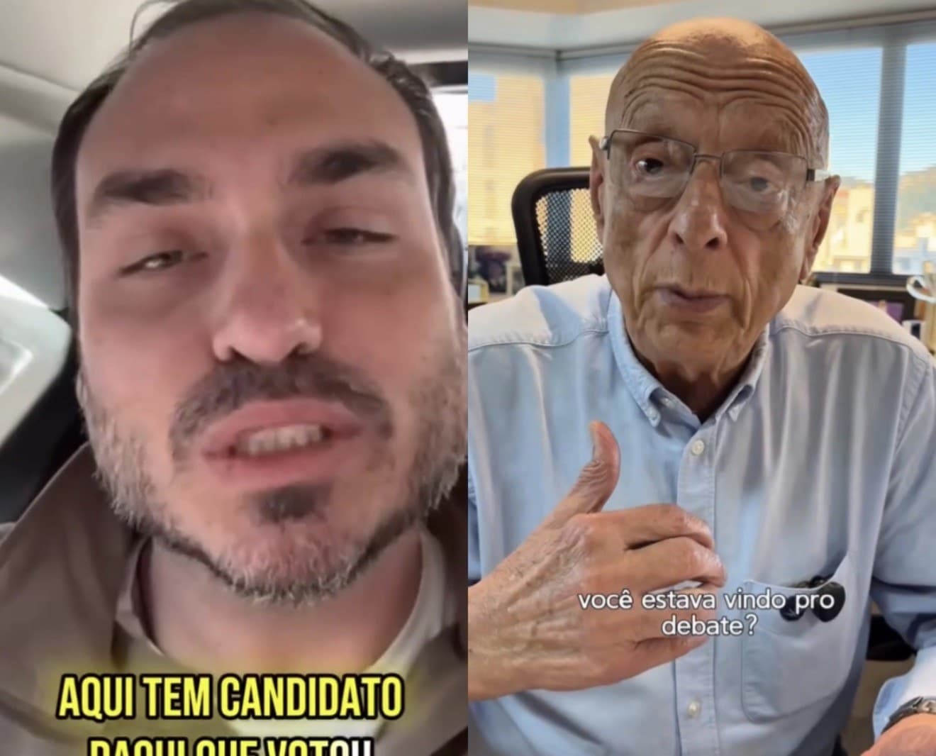 Carlos Bolsonaro e Esperidião Amin em vídeos publicados nas redes sociais