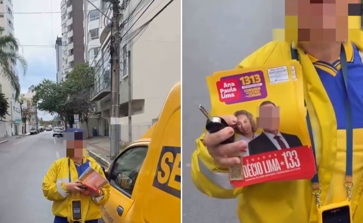 Morador filma carteira dos Correios com panfleto de Décio Lima em SC; entrega de propaganda é legal