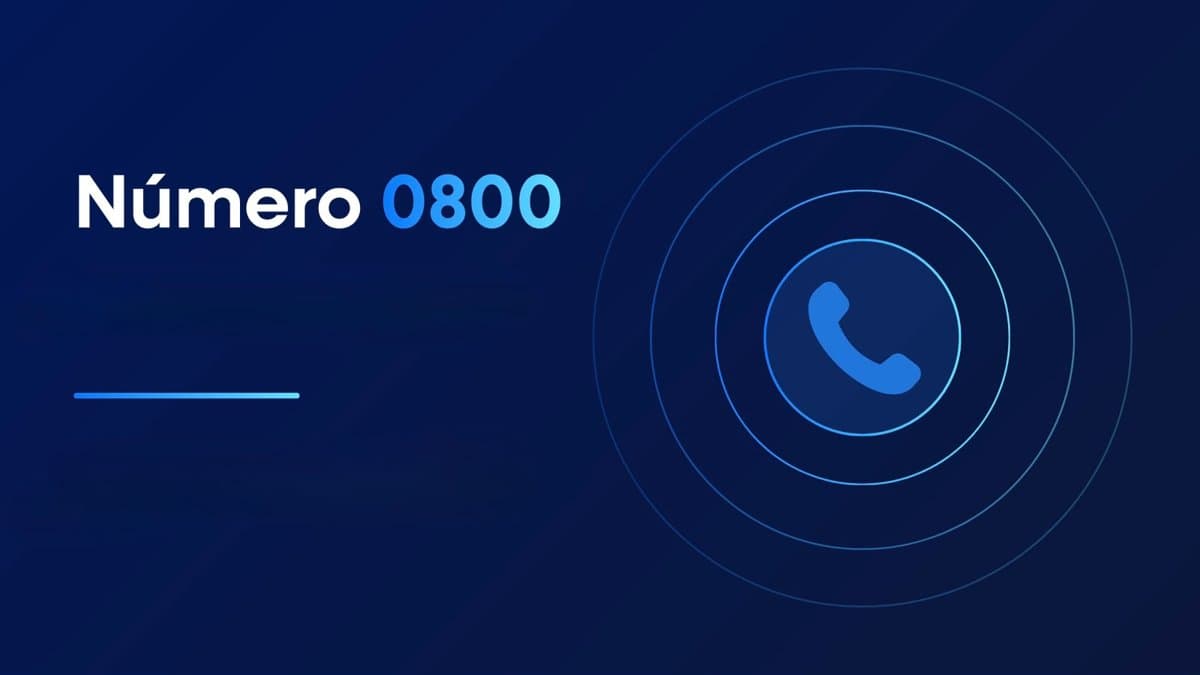 Arte com o texto Número 0800 e ícone de telefone