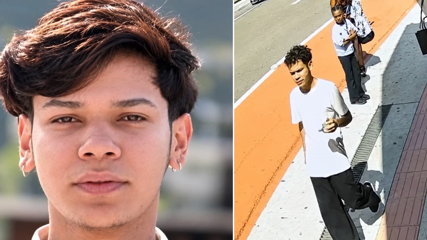 José Kaique Martins de Azevedo e imagem de câmera que registrou o jovem em Balneário Camboriú