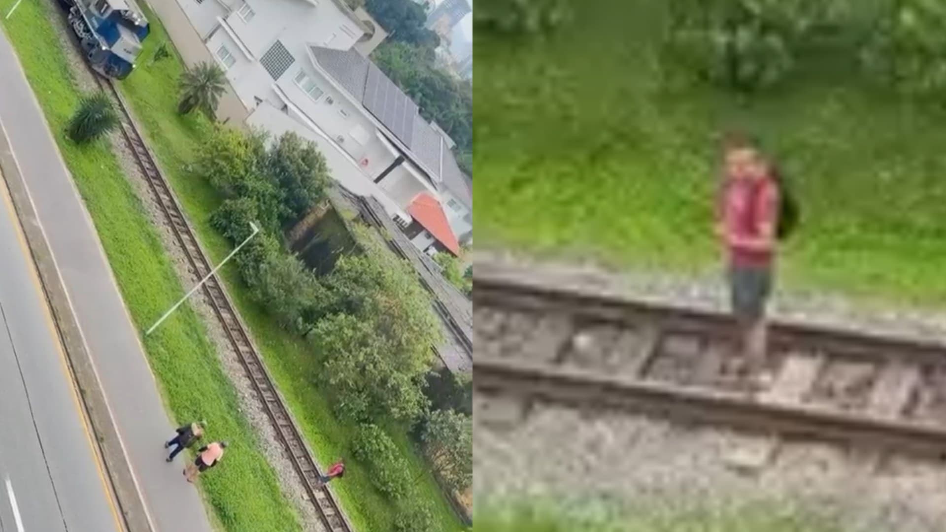 Homem faz brincadeira de “criança” em trilho de trem e quase acaba mal em Santa Catarina
