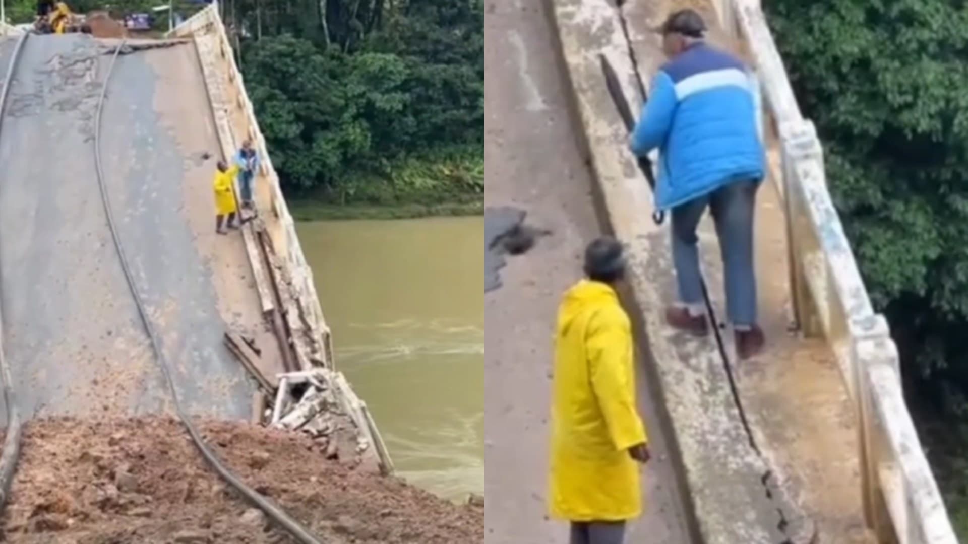 “Esqueceram de avisar o sr. Chico que mudou o caminho”: idoso tenta atravessar ponte que cedeu em SC