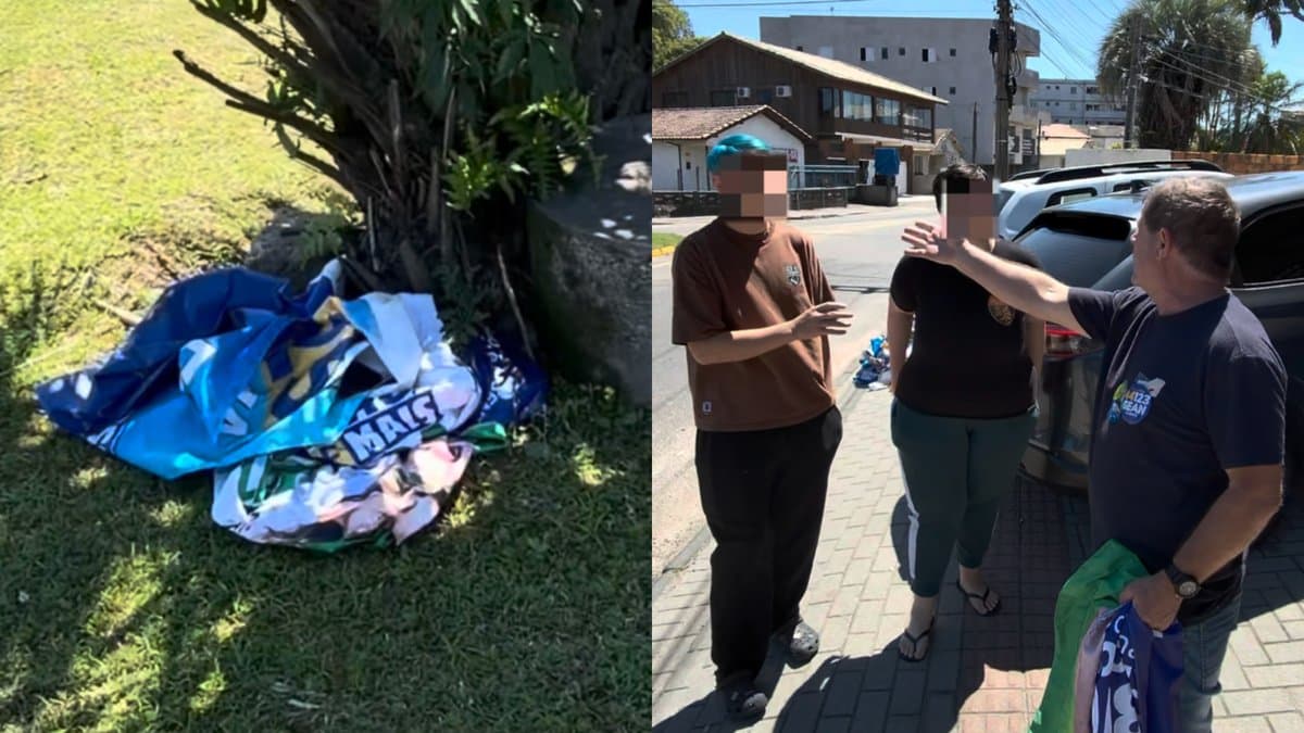 “Não dá para enxergar”: jovens arrancam banners políticos após escaparem de acidente em SC