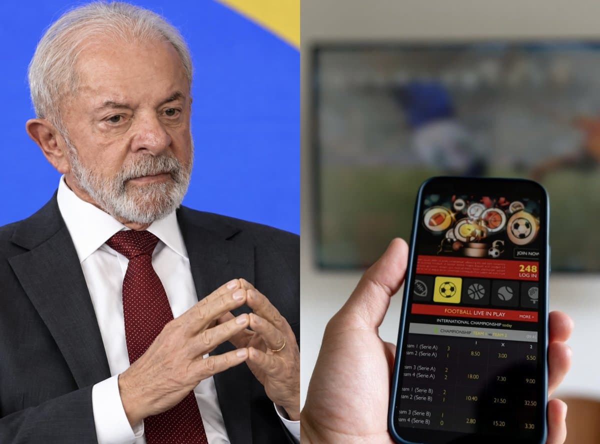 Presidente Lula ao lado de celular com site de apostas esportivas aberto