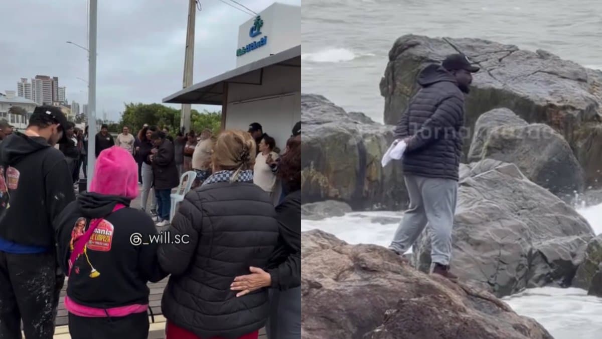 Moradores se reúnem em oração à beira-mar em Balneário Piçarras durante buscas por menino desaparecido