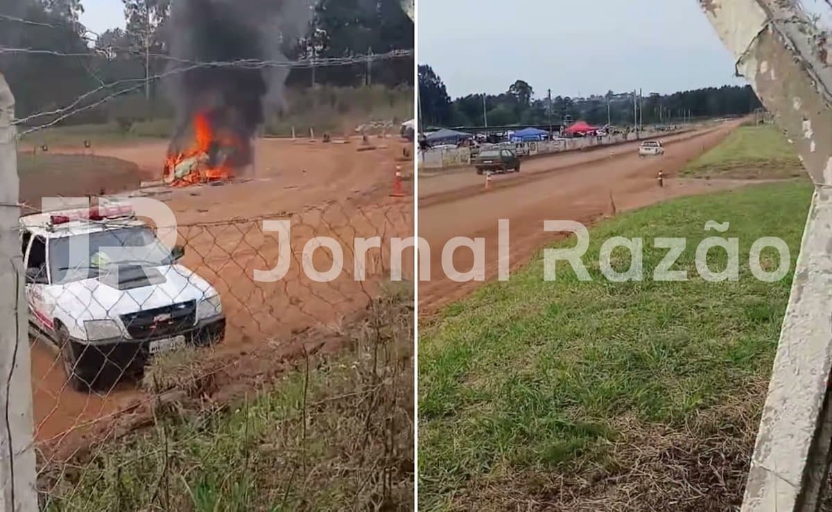Piloto de 29 anos morre após Saveiro capotar e pegar fogo em prova de arrancada em SC