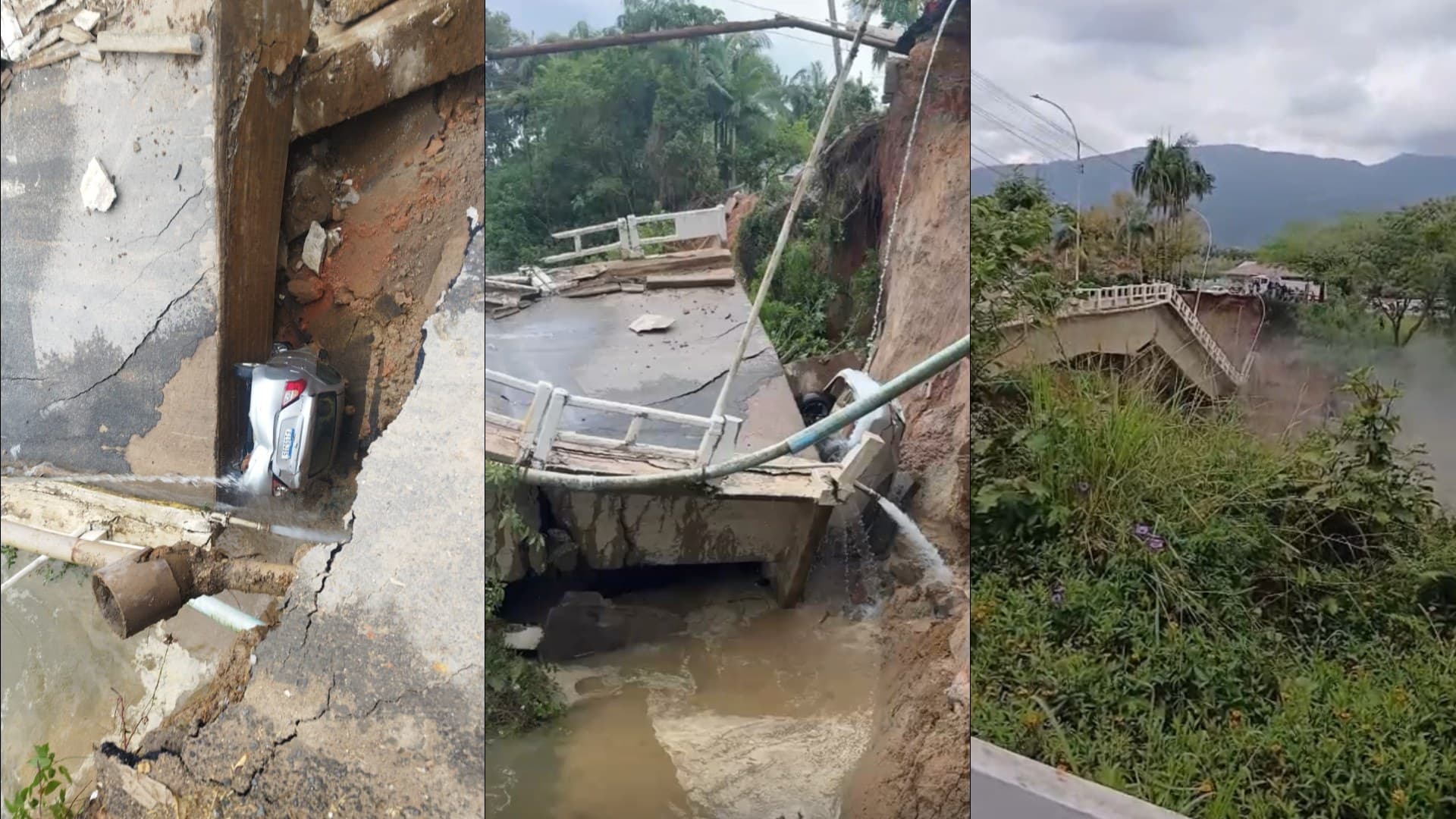 URGENTE: Queda de ponte em Canelinha, no Vale do Rio Tijucas mobiliza forças de resgate