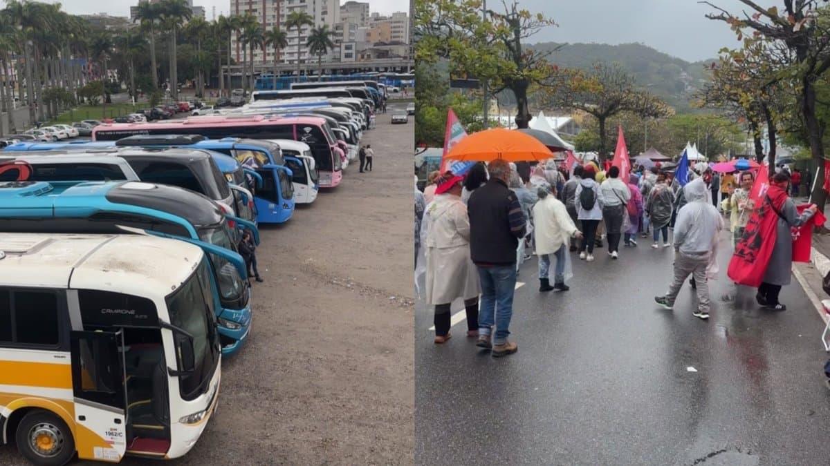“invasão vermelha”: PT lota Florianópolis de ônibus para garantir praça cheia no comício de Lula