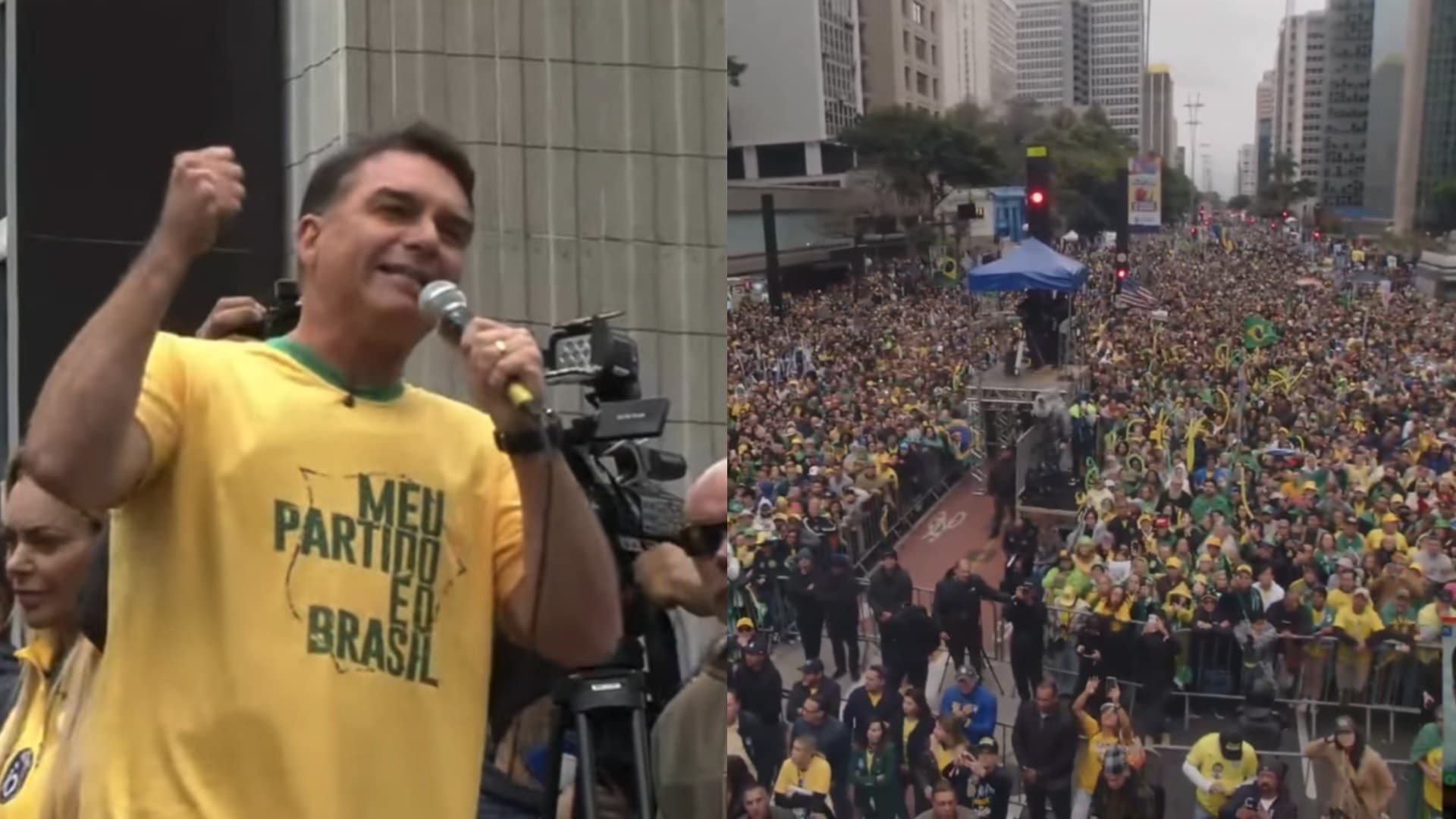 “Vai ter Bolsonaro na Presidência, sim”, diz Flávio na Paulista com o pai preso e inelegível até 2030