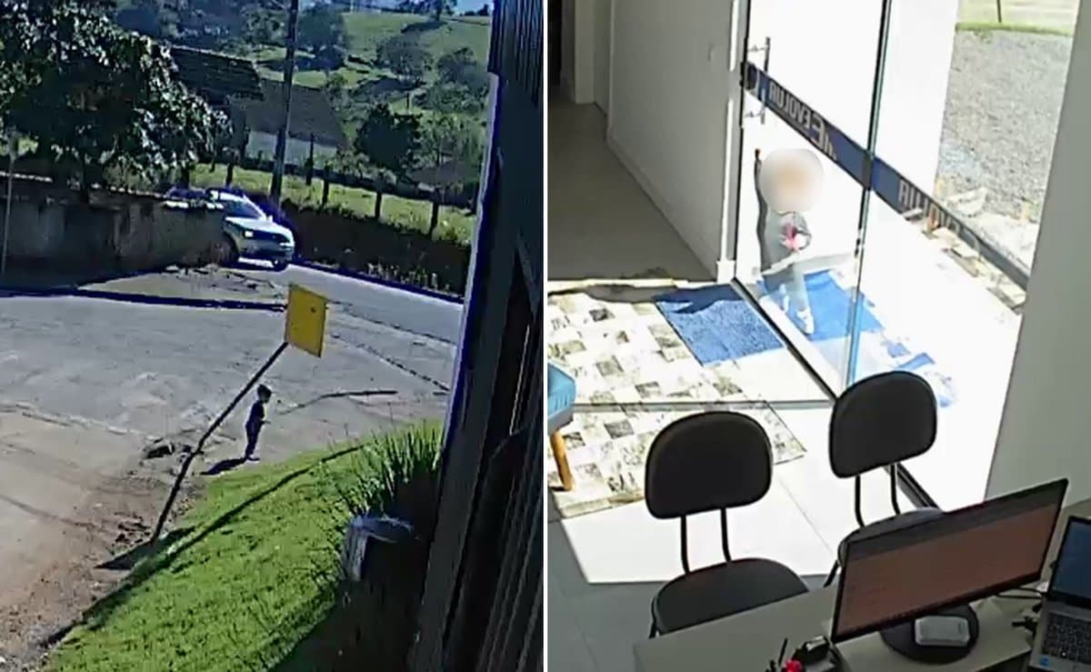 Sozinho na rua, com carro passando atrás: vídeo mostra bebê de 1 ano e 6 meses que saiu de creche em SC