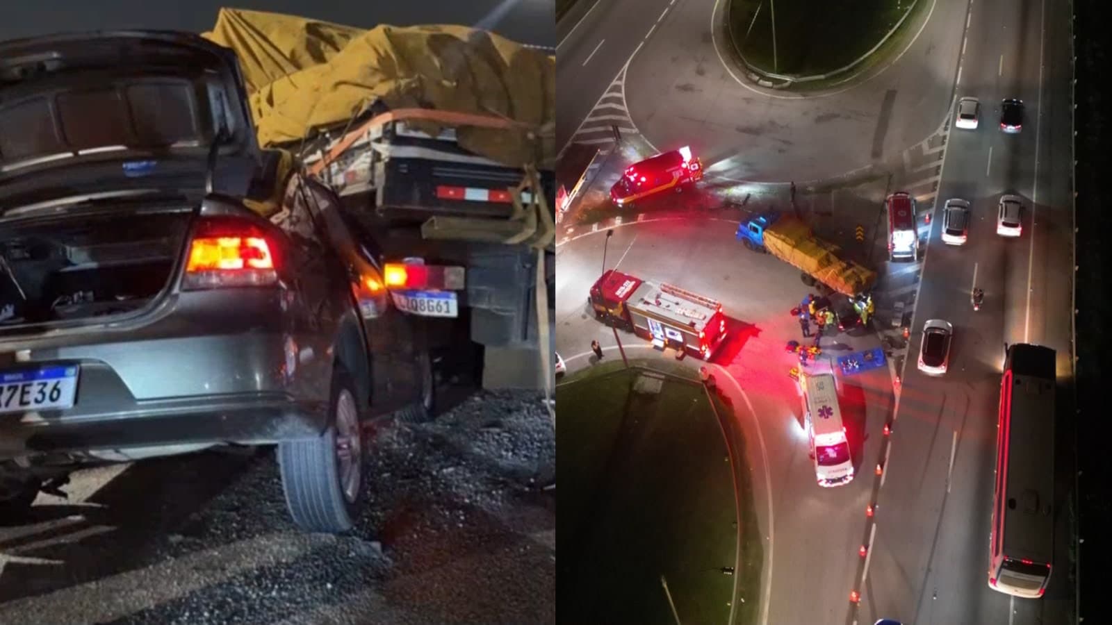 Carro vai parar debaixo de caminhão na BR-101 em Porto Belo e motorista desabafa: “Tô em choque até agora”