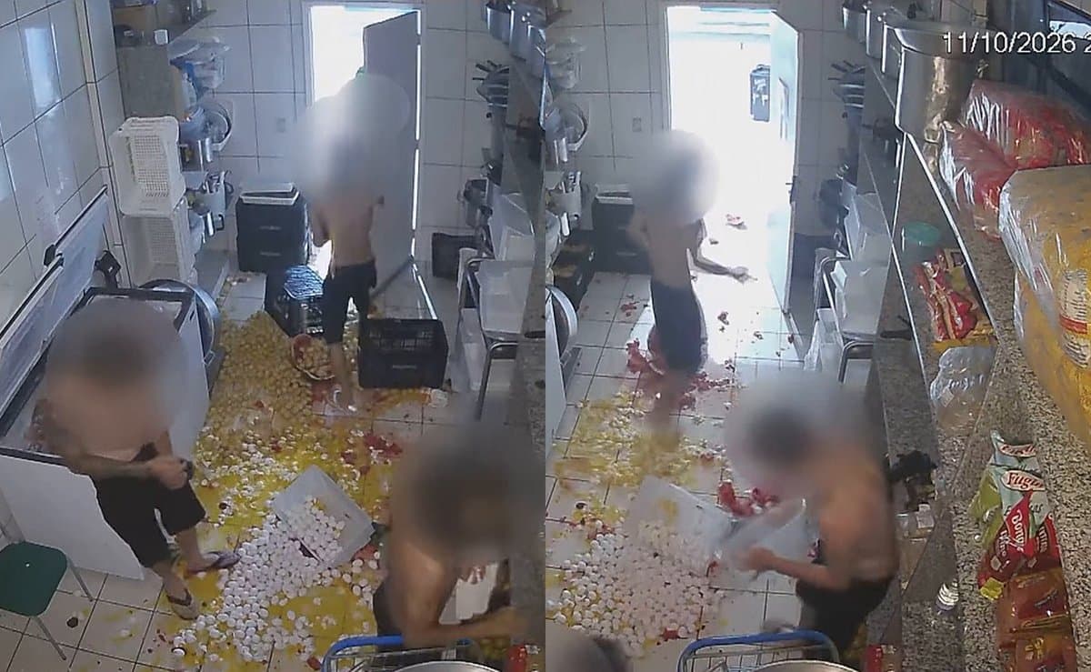 Câmera flagra adolescentes destruindo 400 ovos da merenda das crianças numa guerra de comida em escola do PR