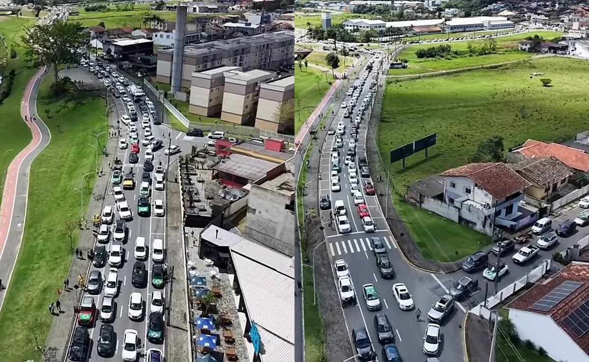 Organização comemora recorde em ato por Flávio em Jaraguá do Sul, com mais de 2 mil veículos nas ruas