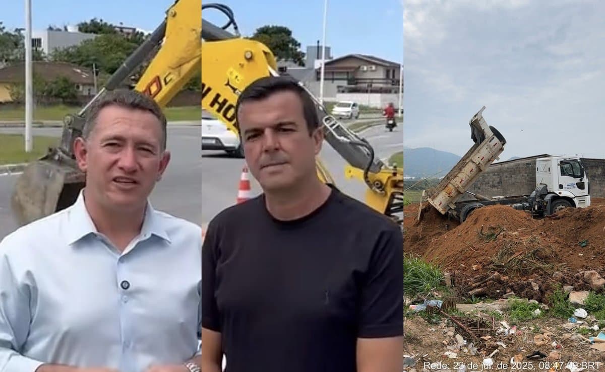 Caminhão da prefeitura faz 'frete grátis' para terreno particular em Palhoça e prefeitura enrola o MPSC