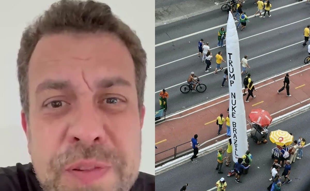 Grupo surge do nada na Paulista, posa com inflável pedindo bomba no Brasil, some e esquerda reage: ‘um absurdo’