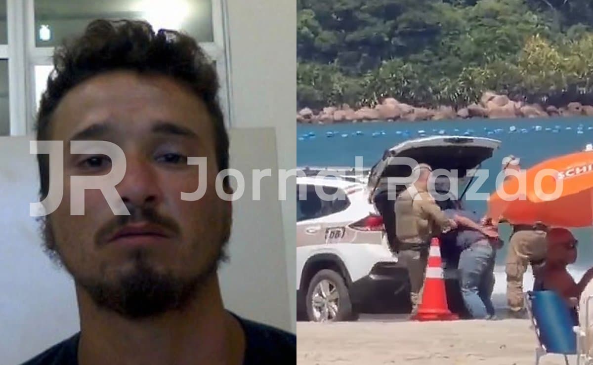 Homem mata outro a facadas após briga e é preso correndo pela areia com a faca na mão em Palhoça