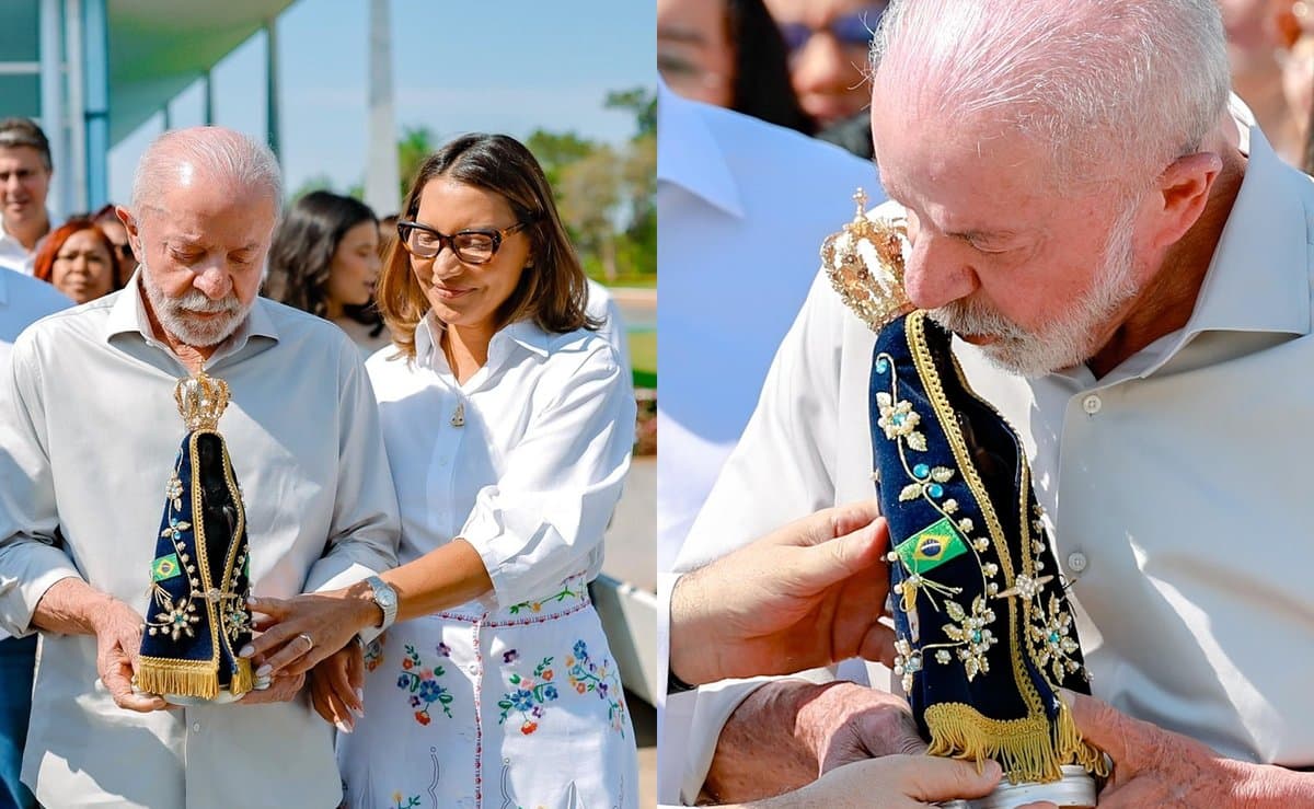 A 13 dias do 2º turno, Lula beija e carrega santa em missa com Janja e diz estar “preparando a vitória”