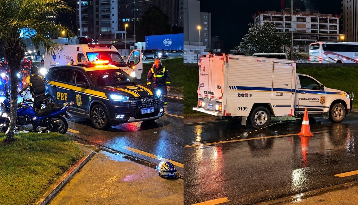 URGENTE: Motociclista morre após cair embaixo do rodado de ônibus que transportava estudantes em Itapema