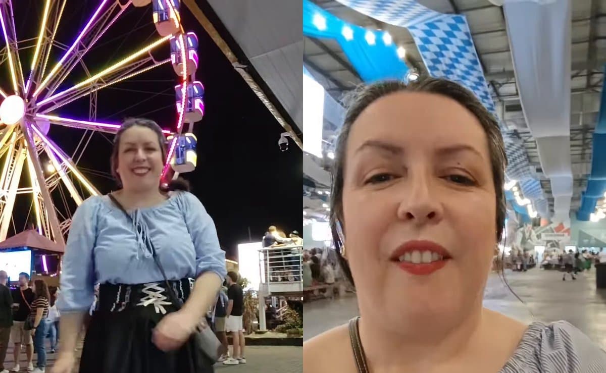 “Você não tava sozinha”: mulher vai sem companhia à Oktoberfest de Blumenau no aniversário de 46 anos