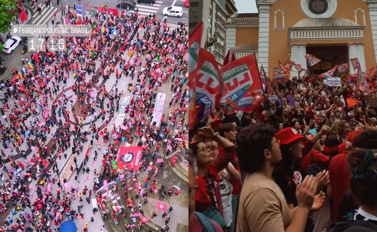 Petistas voltam às ruas de Florianópolis em apoio à reeleição de Lula para o 4º mandato