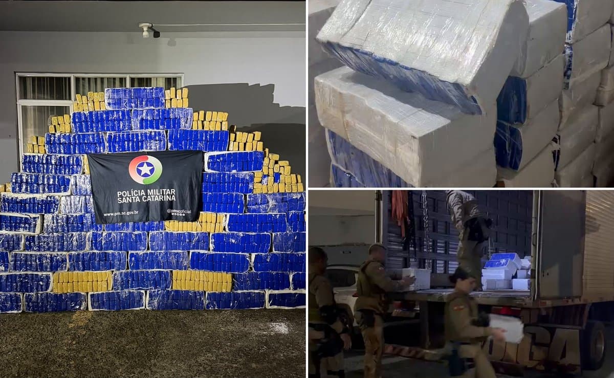 PM apreende 1,4 tonelada de maconha em SC e tinta derramada na carga marca os suspeitos