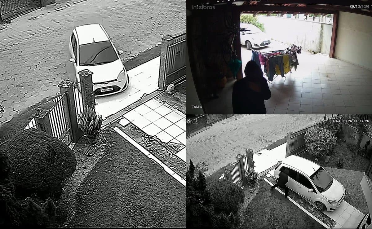Quatro bandidos entram de carro atrás de mulher pelo portão de casa e amarram as mãos dela em Tijucas