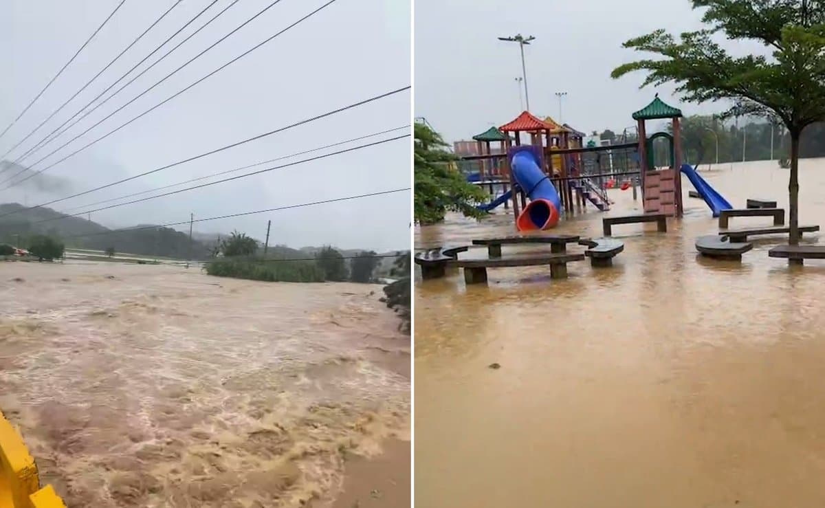 'É assustadora a força da água': Rio Itapocu sobe e Via Verde é interditada em Jaraguá do Sul