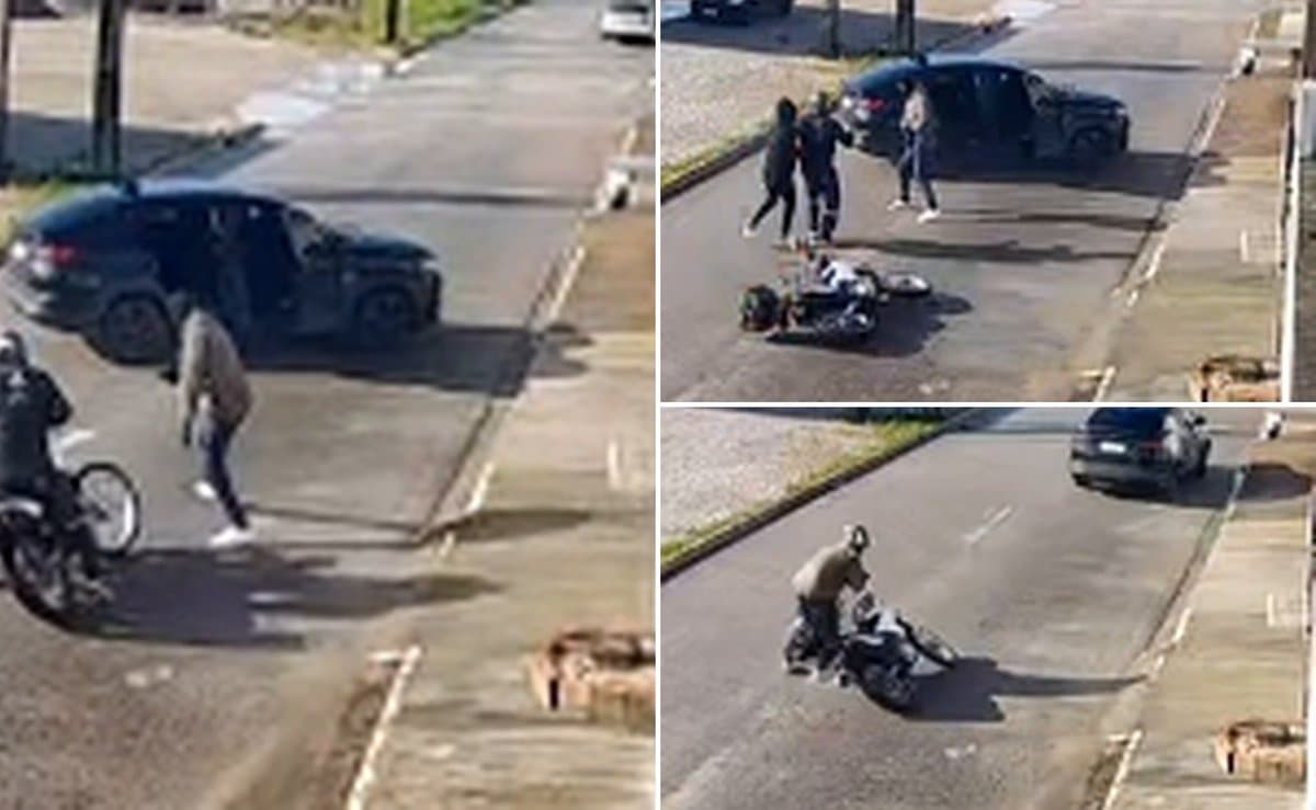 Criminosos derrubam homem de moto, arrastam vítima para SUV e fogem em sequestro em Itajaí