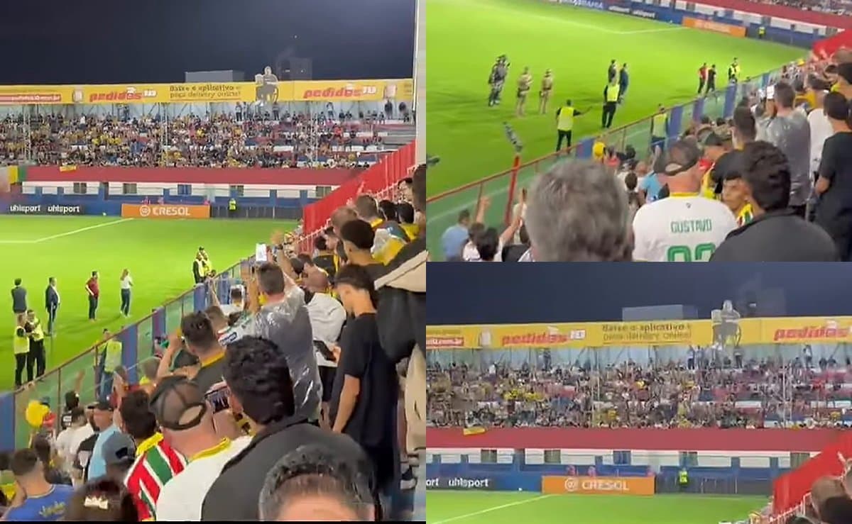 Torcedores do Brusque puxam coro de “Ei, Lula” com xingamento durante jogo do acesso parado em SC