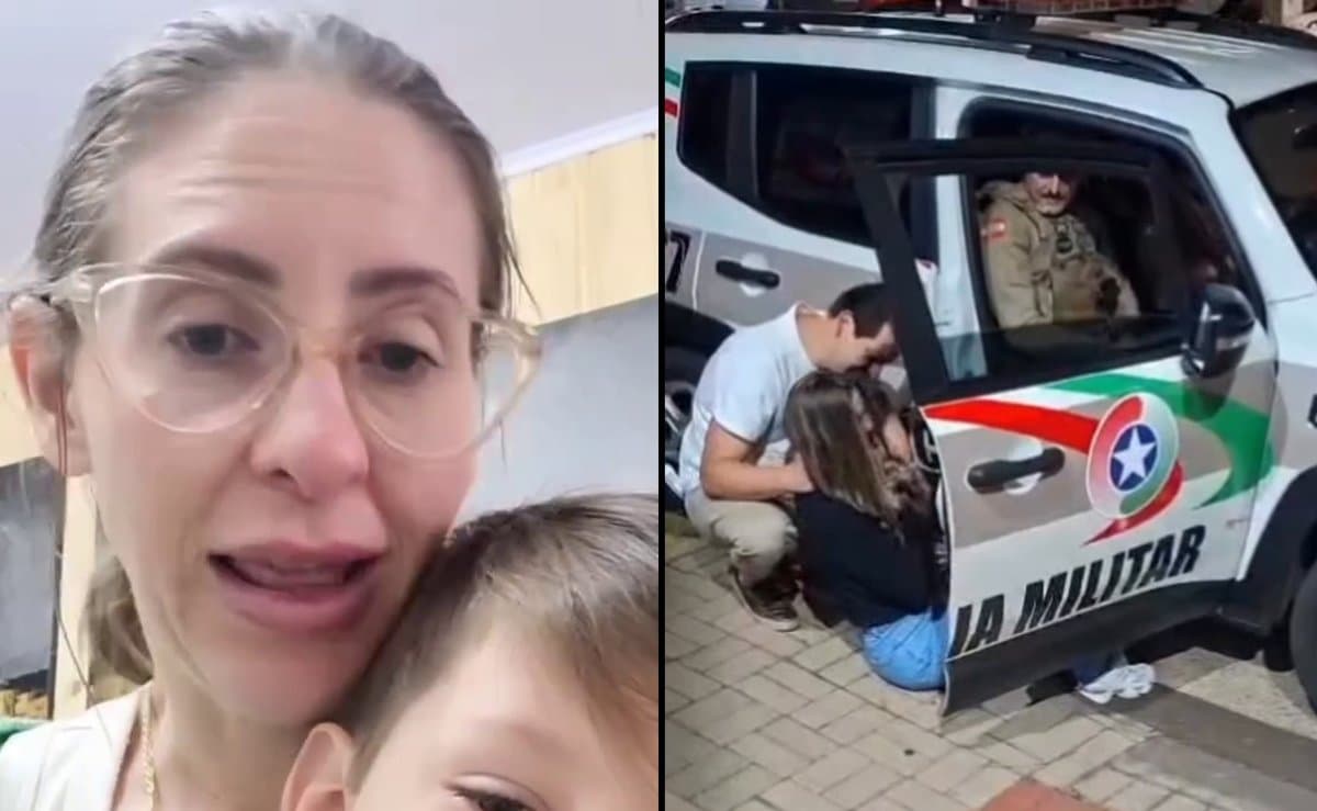Tutora chora abraçada à cadela Malu, furtada em Chapecó e achada pela PM ao ser chamada pelo nome