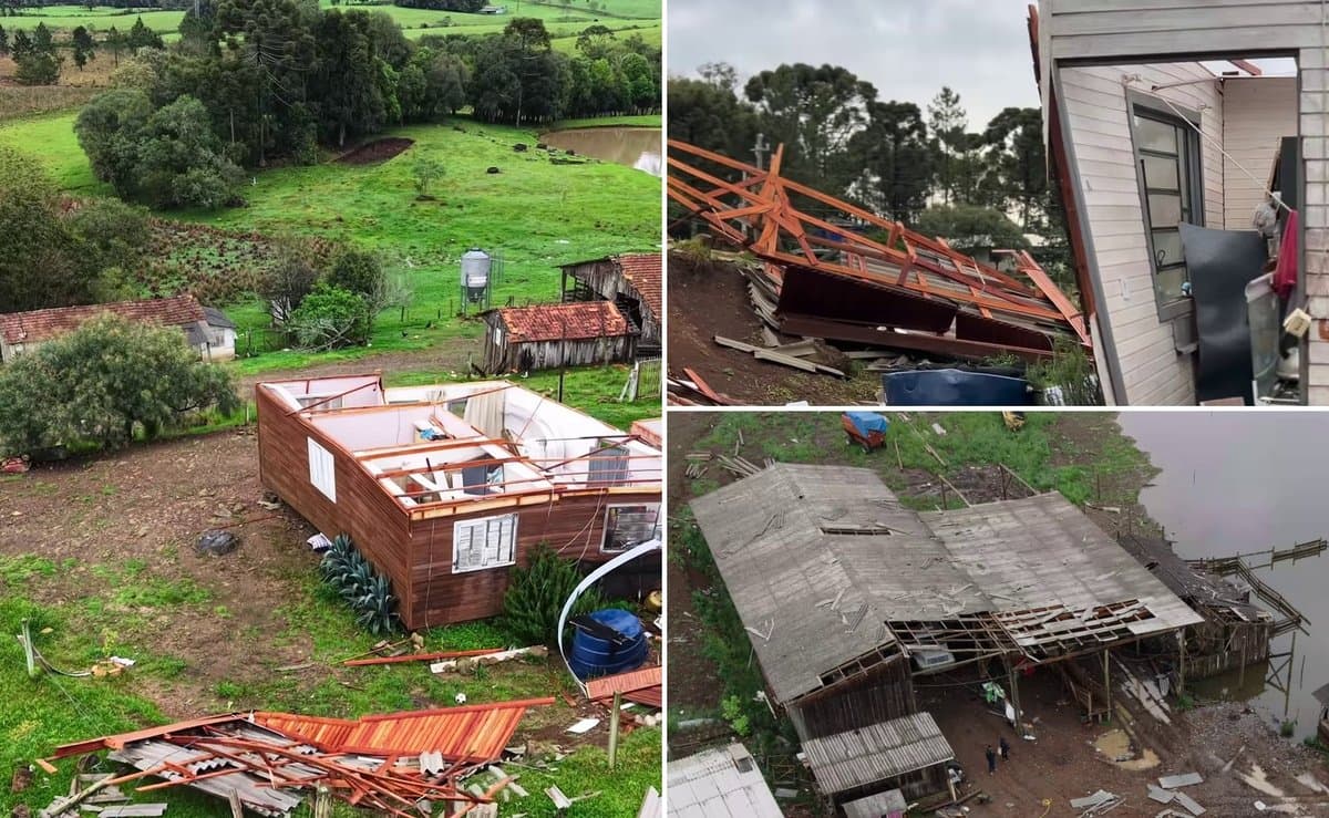 'Dessa não escapamos': vendaval arranca telhado inteiro de casa e deixa rastro de destruição em SC
