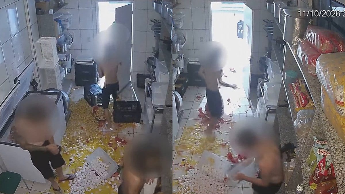 Câmera flagra adolescentes destruindo 400 ovos da merenda das crianças numa guerra de comida em escola do PR