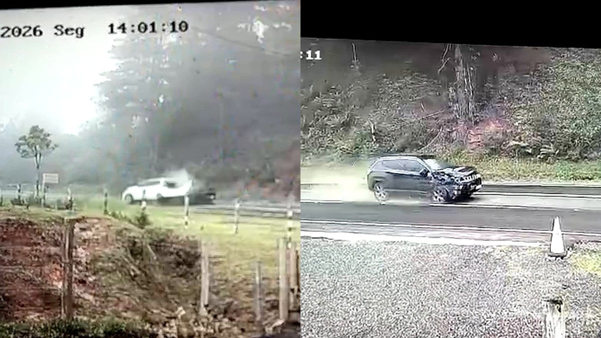Câmeras flagram acidente que deixou duas pessoas mortas na Serra Dona Francisca, em Joinville