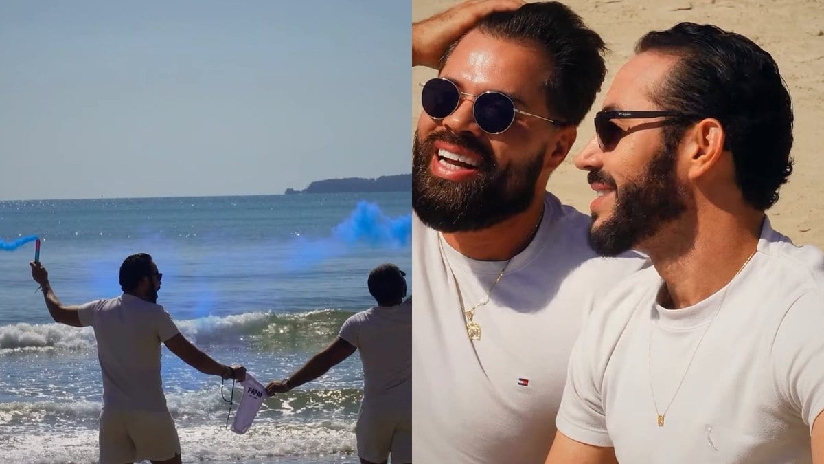 Casal realiza sonho de ser pai com barriga solidária e faz chá revelação emocionante na orla de Itapema - Foto
