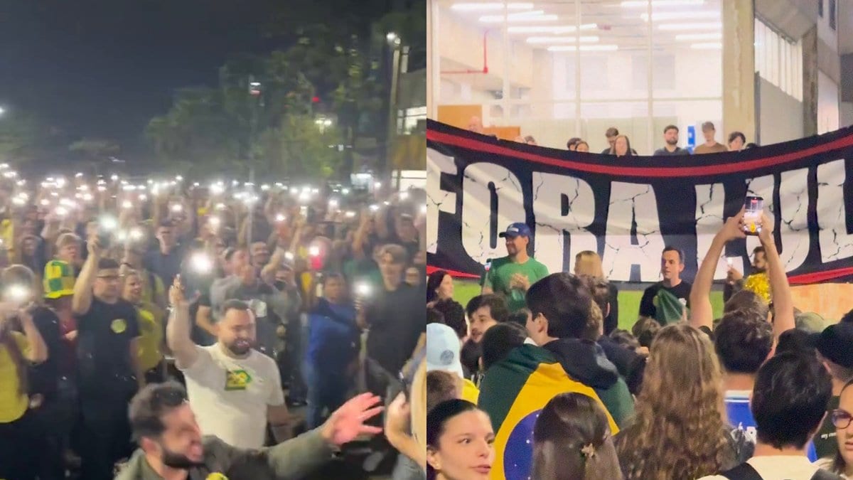 “Lula ladrão, seu lugar é na prisão”: estudantes fazem ato contra Lula na praça da FURB, em Blumenau - Foto