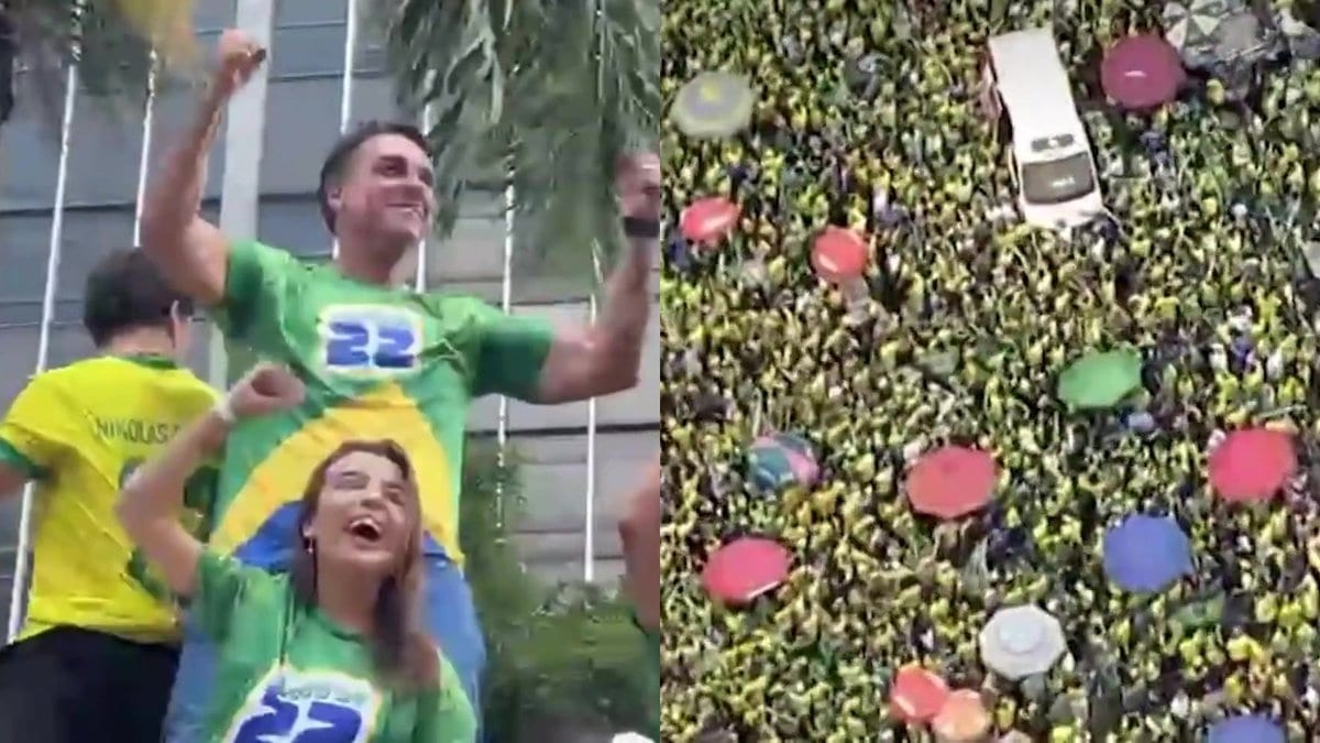 Flávio Bolsonaro arrasta multidão em ato em Belo Horizonte às vésperas do segundo turno - Foto