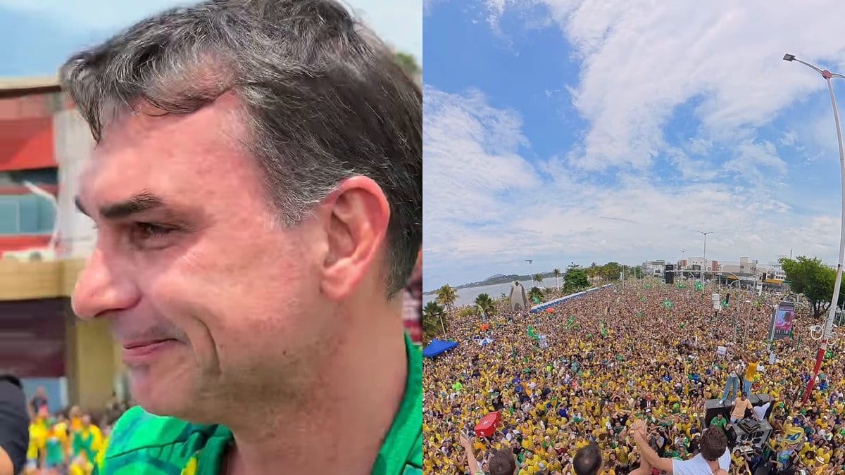“Eu nunca vi isso”: em cima de trio, Flávio Bolsonaro se emociona e enxuga lágrimas diante de multidão