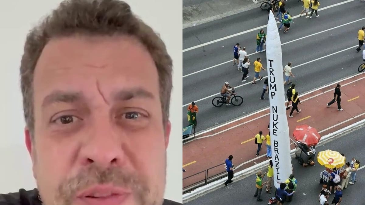Grupo surge do nada na Paulista, posa com inflável pedindo bomba no Brasil, some e esquerda reage: “um absurdo”
