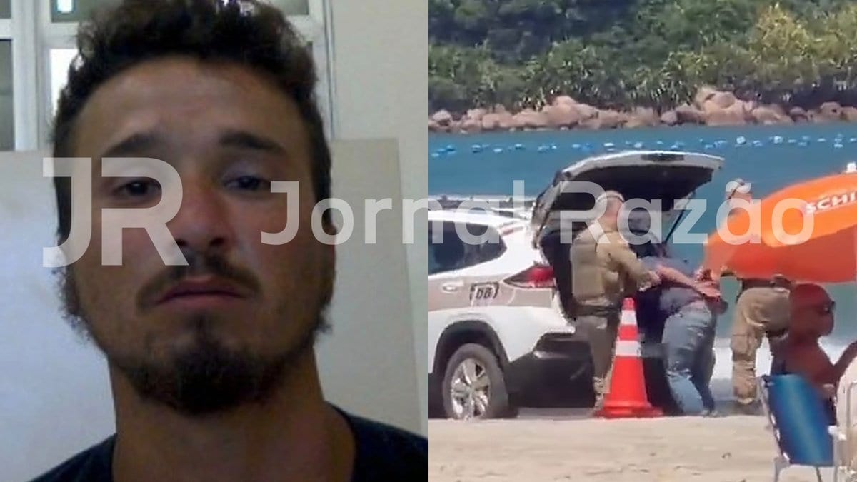 Homem mata outro a facadas após briga e é preso correndo pela areia com a faca na mão em Palhoça