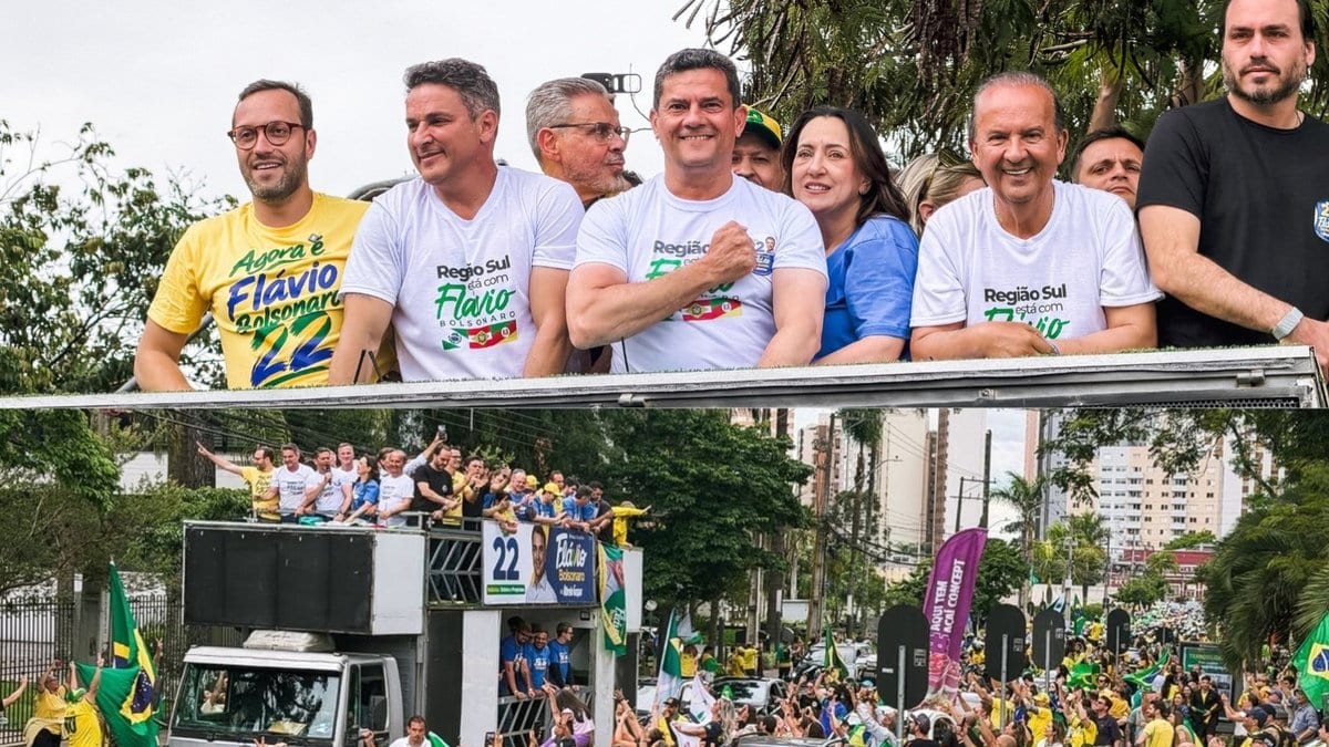 Jorginho, Moro e Zucco saem da PF onde Lula ficou preso em carreata por Flávio Bolsonaro em Curitiba
