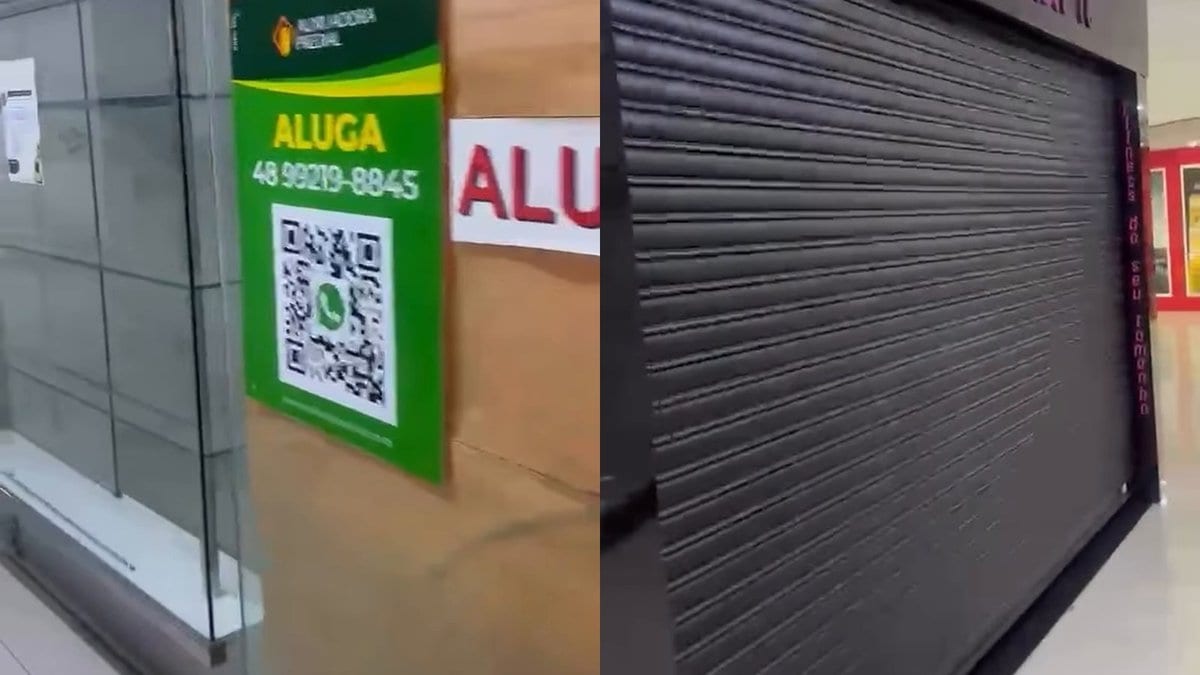 “Tudo fechado”: homem filma corredores de lojas vazias no Centro Comercial ARS, em Florianópolis