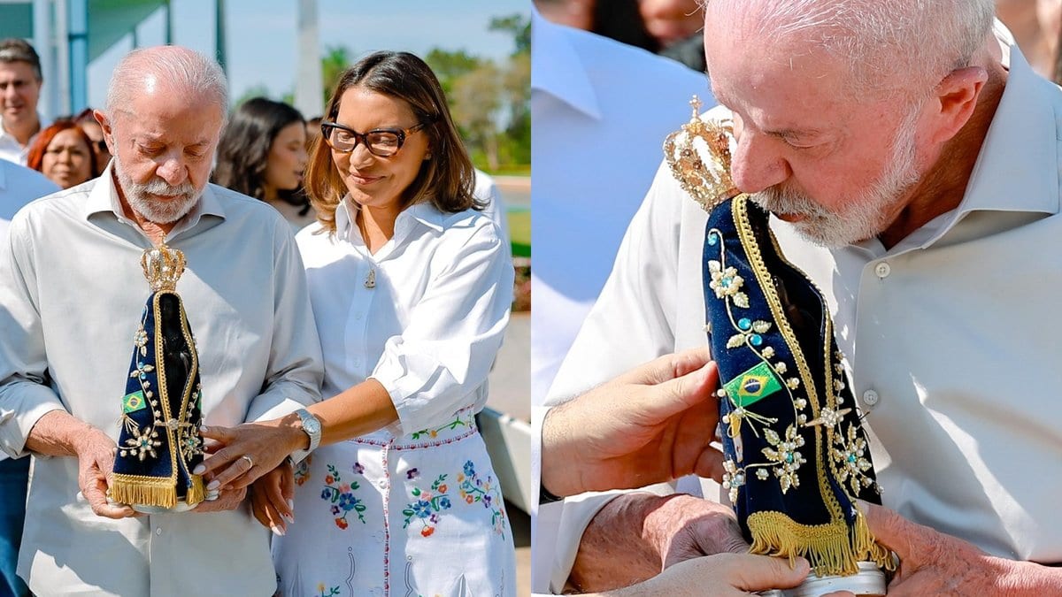 A 13 dias do 2º turno, Lula beija e carrega santa em missa com Janja e diz estar “preparando a vitória”